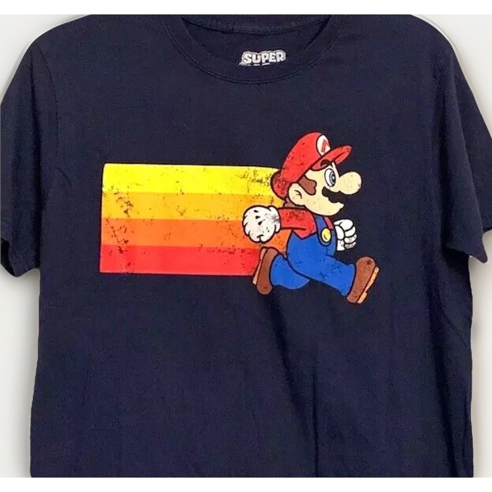 Super Mario T Shirt Medium Rainbow Retro Festival Soft Cotton 2018 Nintendo Game